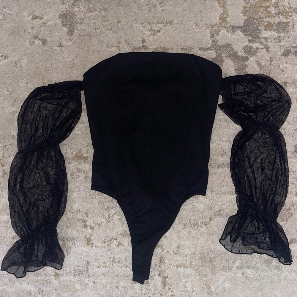 Mesh Puff Sleeve Bodysuit